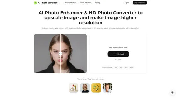 Free AI Photo Enhancer - 4K AI Image Upscaler to Improve Image Clarity and Quality