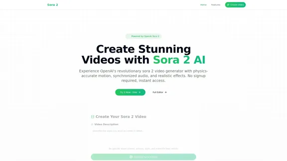Sora 2 Video Generator - Plataforma de video avanzada de IA de OpenAI