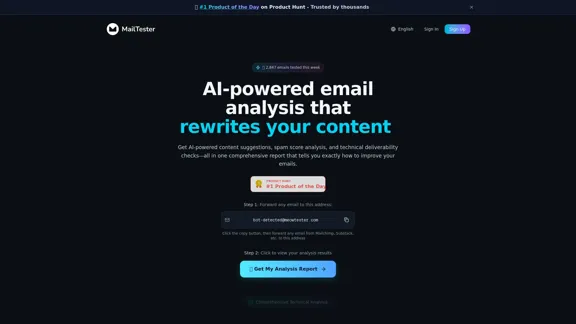 Free Email Deliverability Test - SPF, DKIM, DMARC Checker | MailTester.ai - Check your email deliverability instantly.