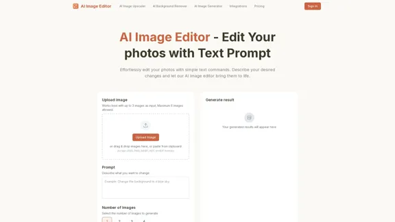 AI Image Editor - 通过文本提示轻松编辑照片