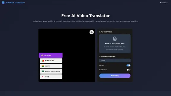 Tradutor de Vídeo AI Gratuito - Traduza Vídeos Instantaneamente