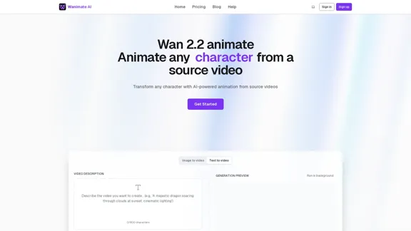 Wanimate AI - Créez des vidéos époustouflantes générées par l'IA