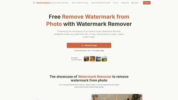 WatermarkZero - Entfernen Sie mühelos Wasserzeichen von Fotos kostenlos.