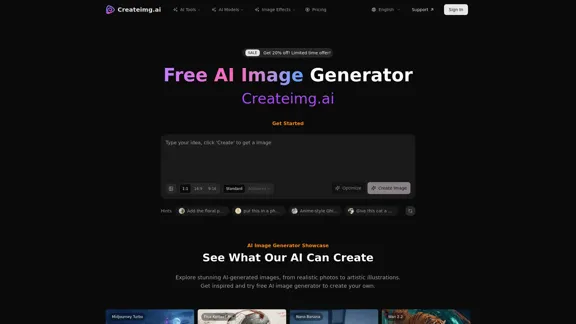 Createimg.ai - 最高の無料AI画像生成器オンライン