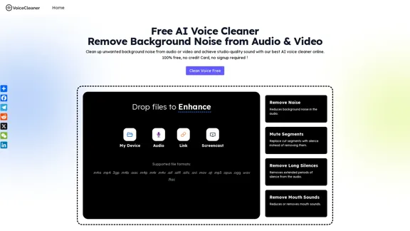 AI Voice Cleaner - Free Background Noise Removal with One Click