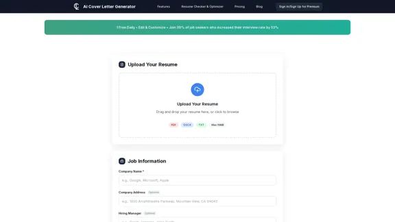 AI Cover Letter Generator - Effortlessly create professional cover letters.