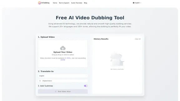 AI Dubbing - Outil de doublage vidéo en ligne gratuit