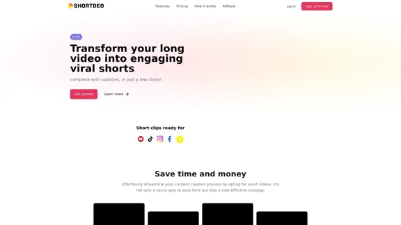 Shortdeo - Crea videos cortos a partir de videos largos automáticamente.