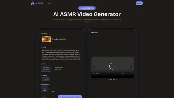 AI ASMR - Создавайте расслабляющие видео VEO3 онлайн