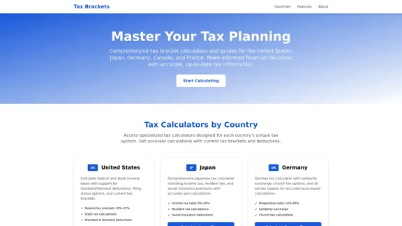 Tax Brackets и калькуляторы подоходного налога - Изучите мировые налоговые категории и калькуляторы подоходного налога.