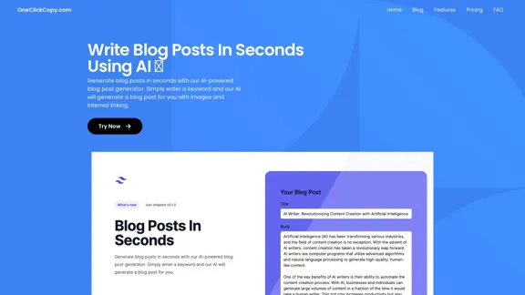 oneclickcopy - Генерируйте блоги за считанные секунды с помощью ИИ