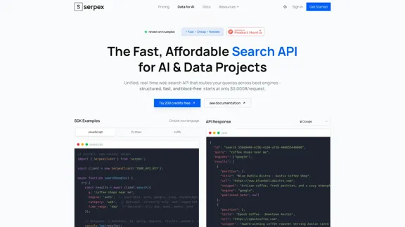 Serpex - The Quick and Cost-Effective Search API for AI and Data Projects Serpex - The Quick and Cost-Effective Search API for AI and Data Projects