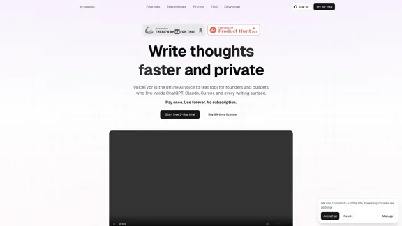 VoiceTypr - 創業者やビルダーのためのオフラインAI音声テキストアプリ VoiceTypr - 創業者やビルダーのためのオフラインAI音声テキストアプリ
