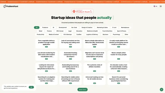 ProblemHunt - Idées de startups dont les gens ont réellement besoin ProblemHunt - Idées de startups dont les gens ont réellement besoin