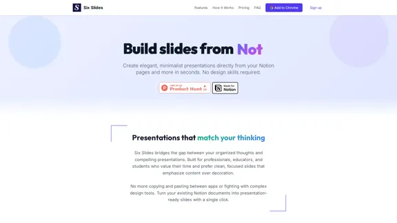Six Slides - Erstellen Sie Folien aus Notion-Seiten