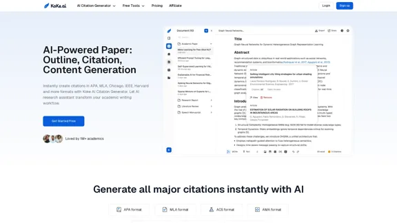 Koke AI - KI-Zitationsgenerator für APA, MLA, Chicago, IEEE und Harvard-Referenzen