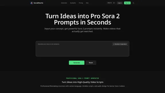 Kostenloser KI Sora 2 Prompt Generator - Professionelle Videoaufforderungen