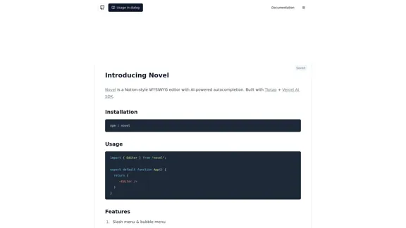 Novel - Editor WYSIWYG estilo Notion con autocompletados impulsados por IA