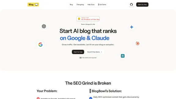BlogBowl - 在 Google 和 LLMs 上排名的 AI 部落格