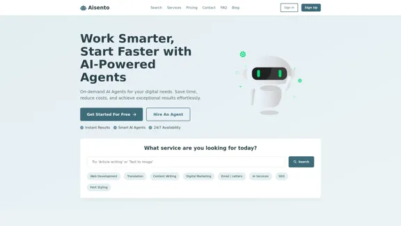 Aisento | 人工智慧驅動的市場 - 更聰明地工作，更快速地開始，與我們的人工智慧代理一起。