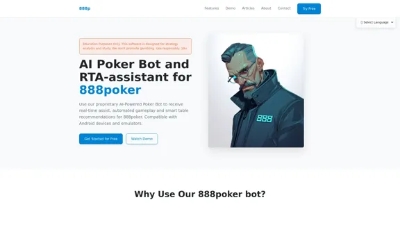 888poker Bot - Assistente de Poker com IA para 888poker