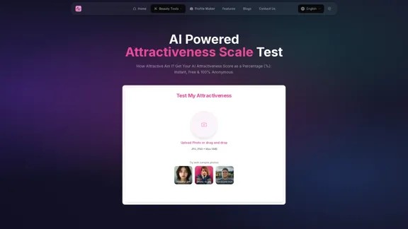 Gesicht Attraktivitätstest - KI Schönheitsbewertung