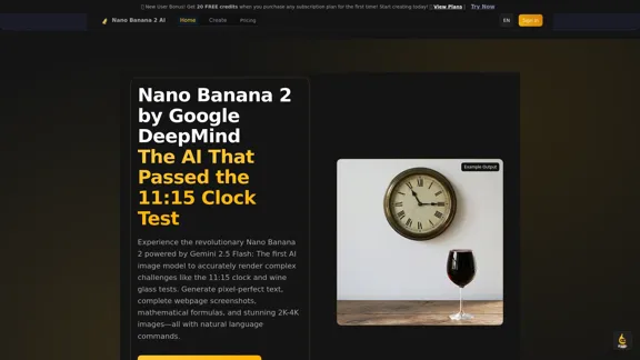 Nano Banana 2 - Premier IA à réussir le test de l'horloge de 11h15 et du verre à vin.