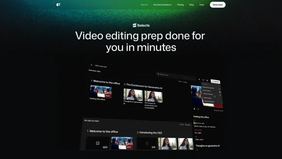 Selects by Cutback - Ferramenta de Corte Rústico com IA para Criadores e Estúdios