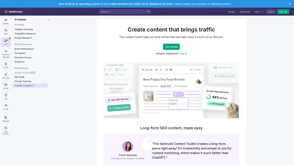 Semrush Content Toolkit：利用人工智慧和數據提升排名