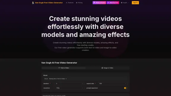 Free Video Generator - IA Texto para Vídeo e Imagem para Vídeo