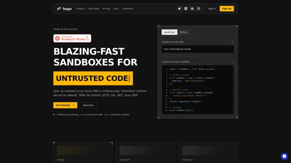 Hopx - Sichere Sandkästen für KI-Agenten