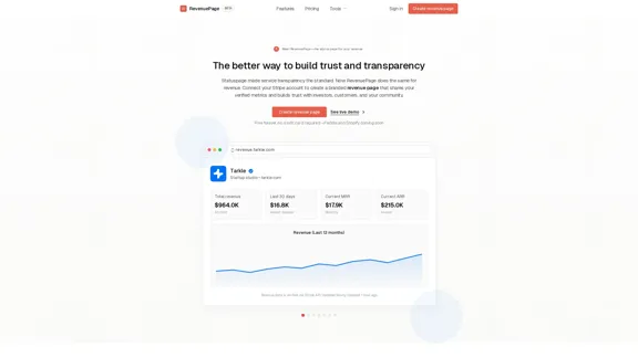 Revenue Pages - La page d'état de vos revenus