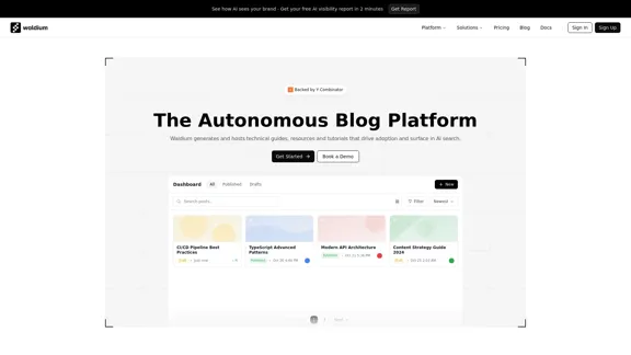 Waldium - 面向开发者工具的自主博客平台