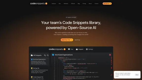 Code Snippets AI - AI chats rich in context for your secure code snippets library