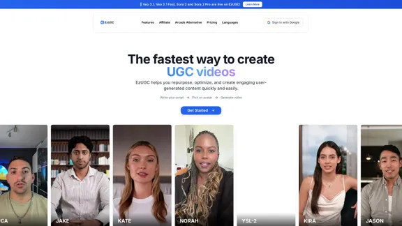 EzUGC - AI User-Generated Content Video Advertisements & Realistic AI Performers