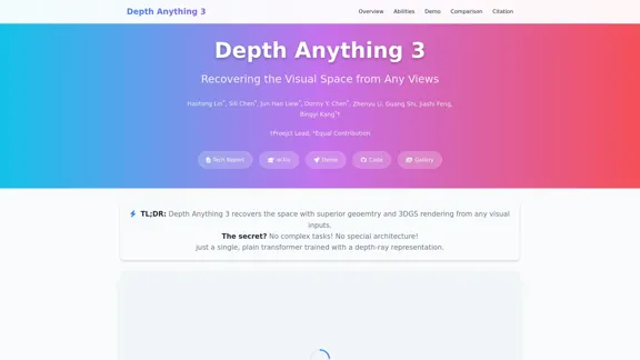 Depth Anything 3 - Restoring the Visual Space from Any Perspective