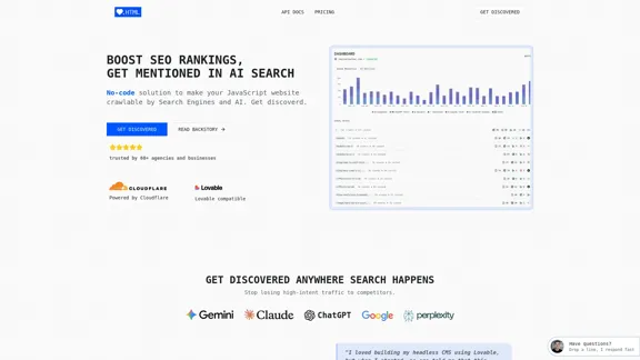 LovableHTML - Преобразуйте JavaScript SPA сайты в чистый, индексируемый HTML.