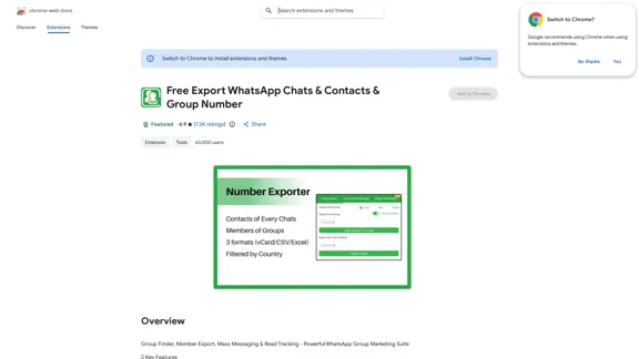 Бесплатный экспорт чатов WhatsApp, контактов и номеров групп - Интернет-магазин Chrome