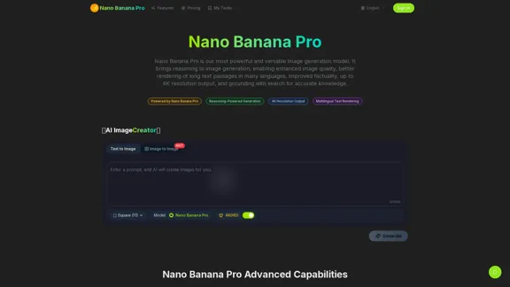 Nano Banana Pro - Генератор изображений с ИИ в 4K