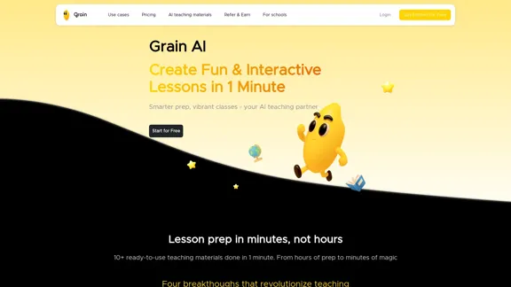 Grain AI - Créez des leçons amusantes et interactives en 1 minute