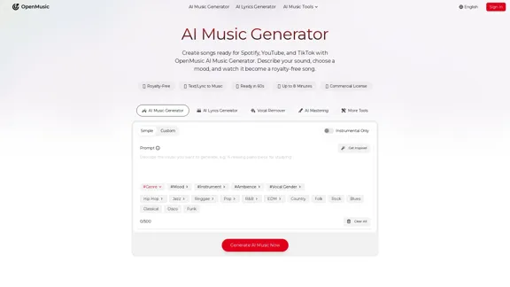 OpenMusic AI - Free AI music creation tools and generator