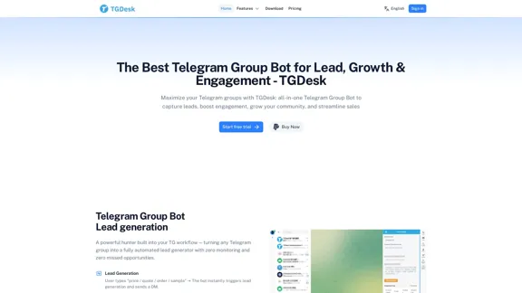 TGDesk - Der beste Telegram-Gruppenbot für Leads, Wachstum und Engagement