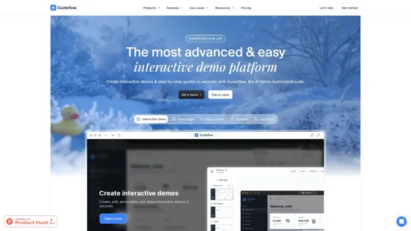 Guideflow - 最も先進的なインタラクティブ製品デモプラットフォーム