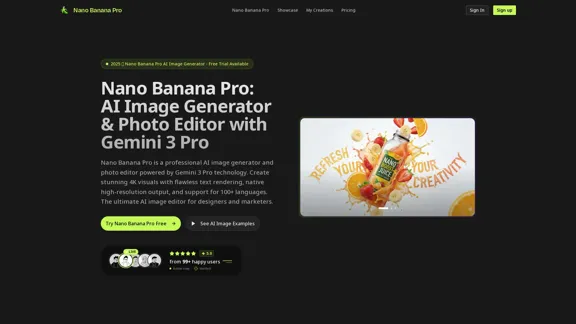 Nano Banana Pro - Генератор изображений ИИ и редактор фотографий с Gemini 3 Pro