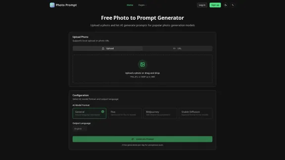 免费照片提示生成器 - AI照片描述工具