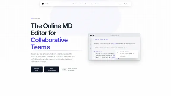 Haxiom - 适合协作团队的在线MD编辑器