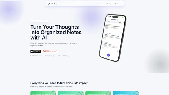 EchoSnap - Notes vocales alimentées par l'IA