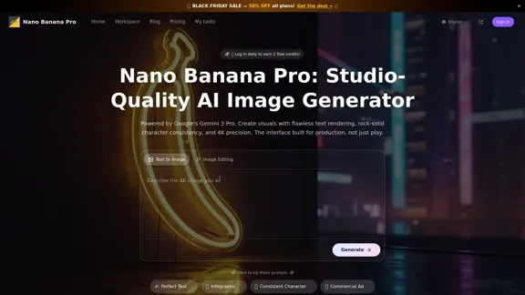 Nano Banana Pro - 基于下一代4K AI图像模型构建