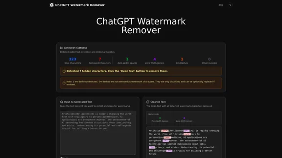 免费 ChatGPT Watermark Remover - 在线去除 AI 水印