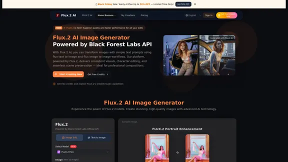 Flux.2 - Бесплатный генератор и редактор изображений Flux AI